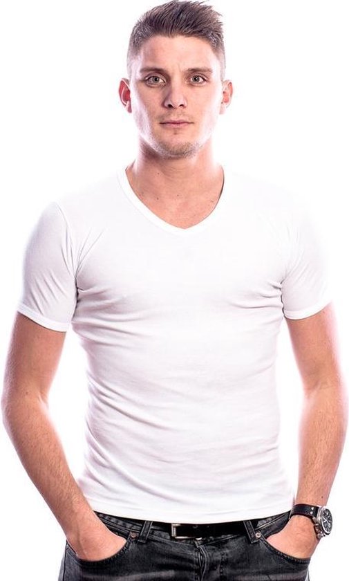 T-shirt met V hals en korte mouw