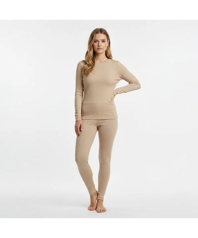 Thermoset Marino wol Dames beige en zwart