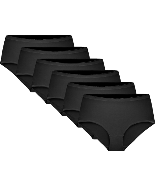 Gaubert midi dames tailleslip met middelhoge taille naadloos en invisible 6 stuks per verpakking zwart