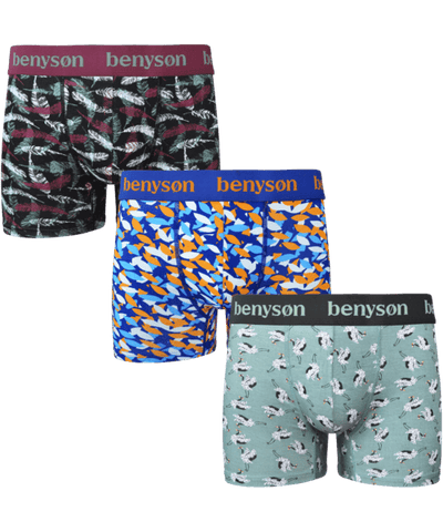 BENYSØN® Heren Bamboe Boxershorts met print 3-Pack BENY-7010